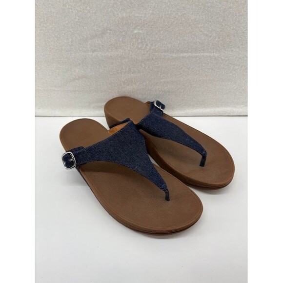 Fitflop The Skinny 550-292 Denim Canvas Slippers Sandals Womens Size 10 - Picture 1 of 5